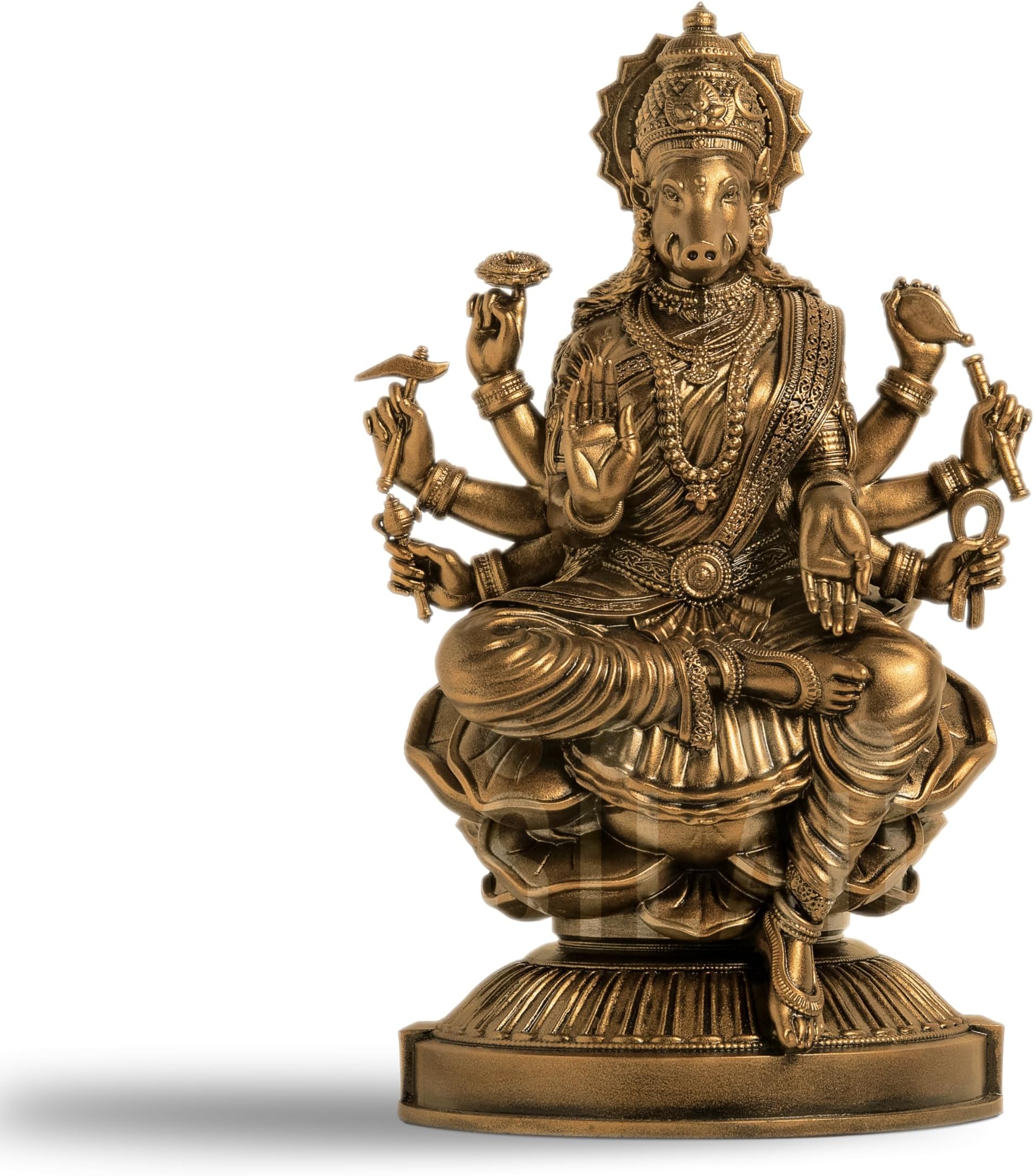 SILAII Goddess Varahi Amman Sculpture - Antique Bronze Finish, Handcrafted Statue for Puja Room, Home Decor, and Gifting (6 Inches)