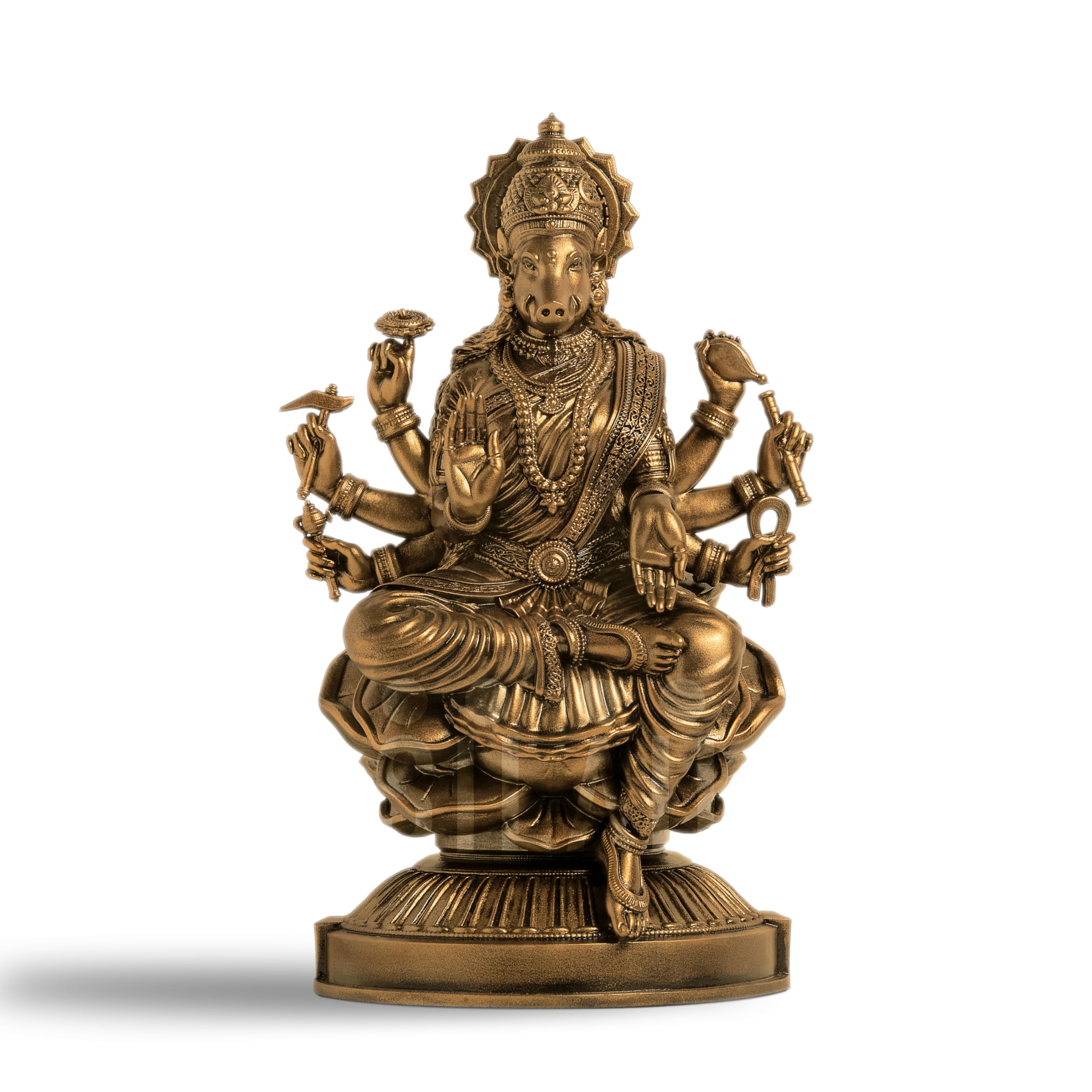 SILAII Goddess Varahi Amman Sculpture - Antique Bronze Finish, Handcrafted Statue for Puja Room, Home Decor, and Gifting (6 Inches)