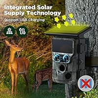 Vista 3 de VOOPEAK Cámara de sendero, cámara WiFi Trail con energía solar, visión nocturna, lente dual de 60 MP, 4K, 30 FPS cámaras de juego con sensores