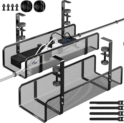 Miniatura 9 de Bandeja de Gestión de Cables para Debajo del Escritorio, Organizador de Cables para Gestión de Cables Caja de Gestión de Cables, Organizador de 1