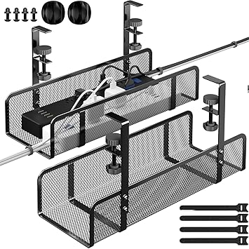 Under Desk Cable Management Tray,Cable Management Under Desk No Drill, Cable Tray with Clamp for Desk Wire Management,Desk Cable Management Box for Office, Home?