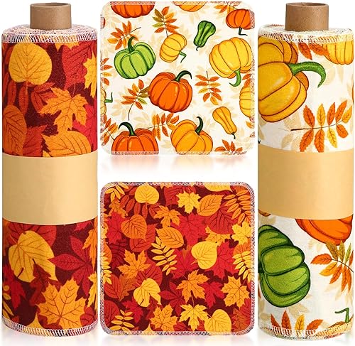 50 toallas de papel reutilizables sin papel, paños de algodón reutilizables, absorbentes, lavables, con rollo, paños de cocina sin papel (bombilla)