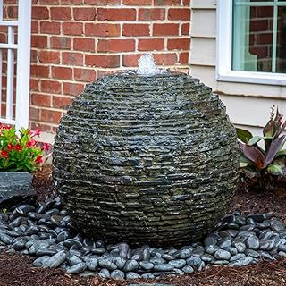 Aquascape Stacked Slate Sphere Water Fountain for Yard, Landscape, and G...