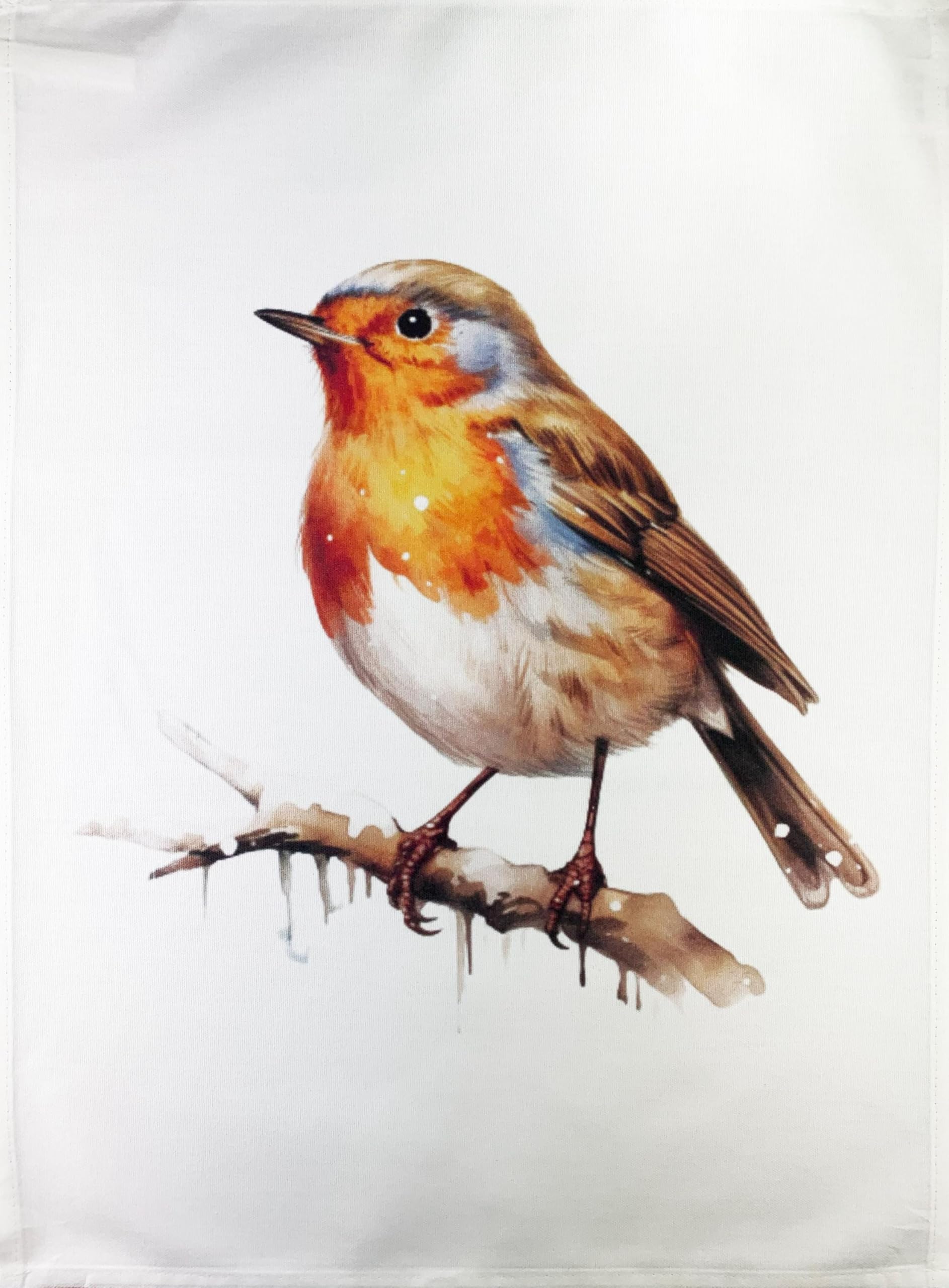 Half A Donkey White The Robin Large Cotton Tea Towel