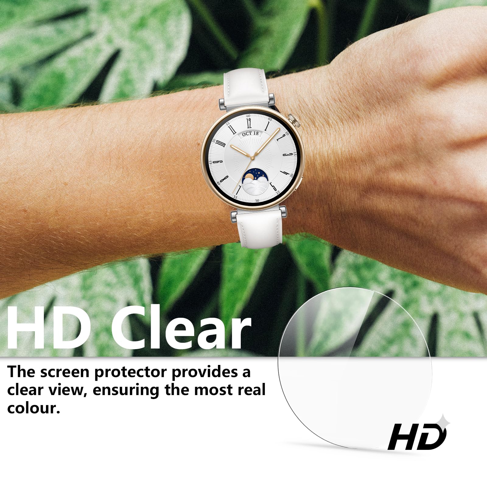 6 sztuk folii ochronnej do Huawei Watch GT 6 41 mm / GT 5 41 mm / GT 4 41 mm, HD folia ochronna ze szkła hartowanego, odporna na zarysowania, bez pęcherzyków powietrza