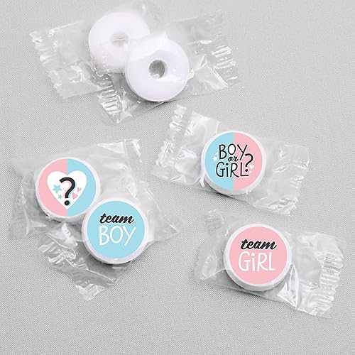 Miniatura 3 de Big Dot of Happiness Baby Gender Reveal - Adhesivo redondo para fiesta de equipo niño o niña, etiquetas para dulces de chocolate (1 hoja de 108)