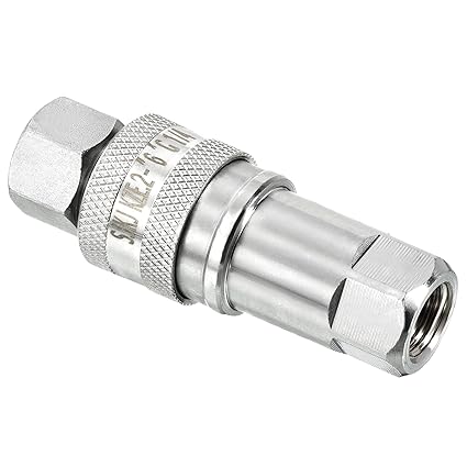 PATIKIL Hydraulic Quick Connect Coupler Set, 1 Set Carbon Steel G1/4 Female Pipe Fitting Plug Adapter for Construction Agriculture, Silver