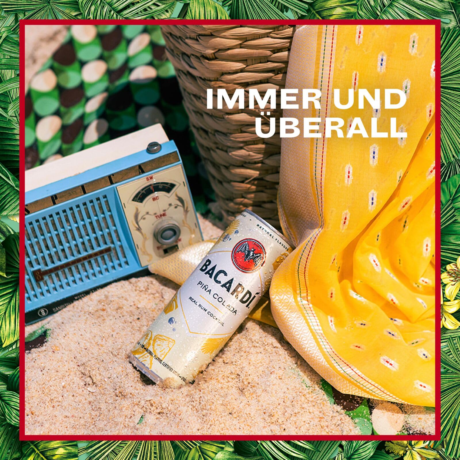 BACARDÍ Piña Colada, 10% Vol., 12 x 25 cl/250 ml, Ready-To-Drink Cocktail in der Dose, trinkfertig mit BACARDÍ Carta Blanca Rum, Ananas und Kokosnuss