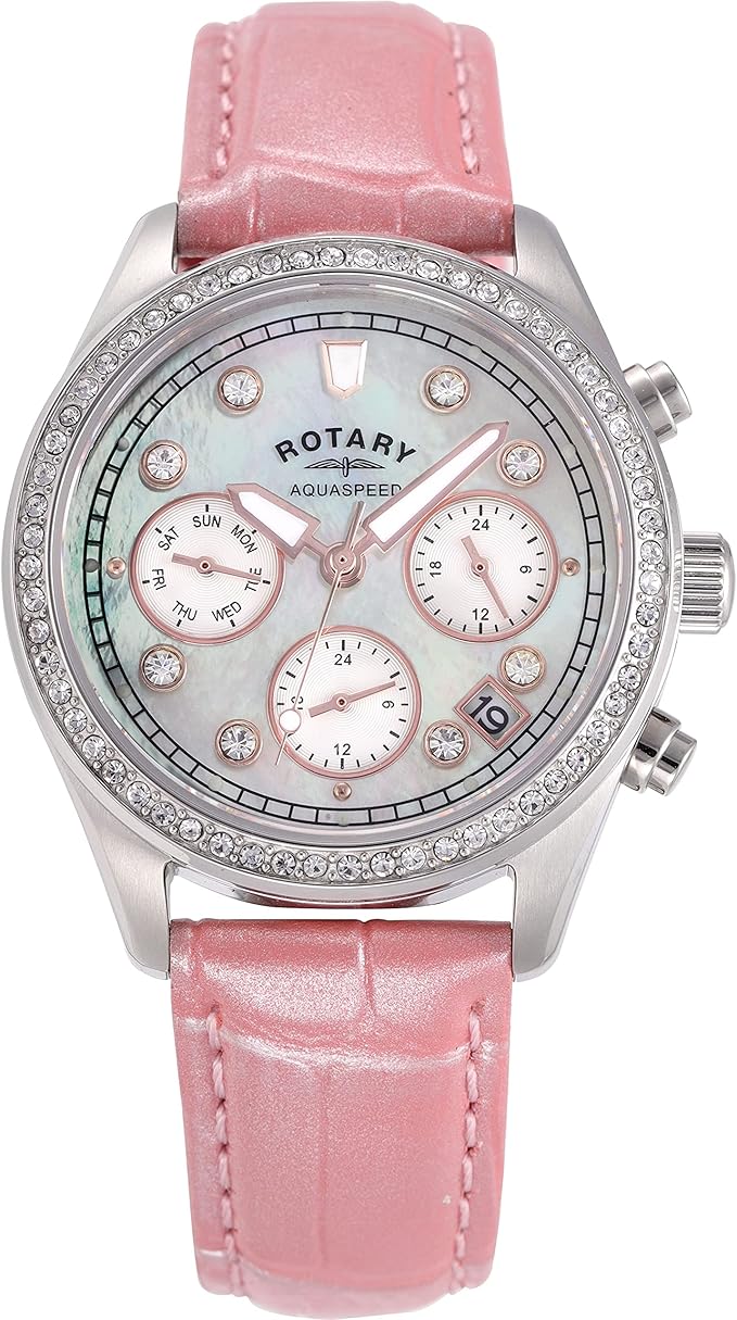 Rotary Ladies 36mm Aquaspeed Chronograph Watch in White Mother of Pearl