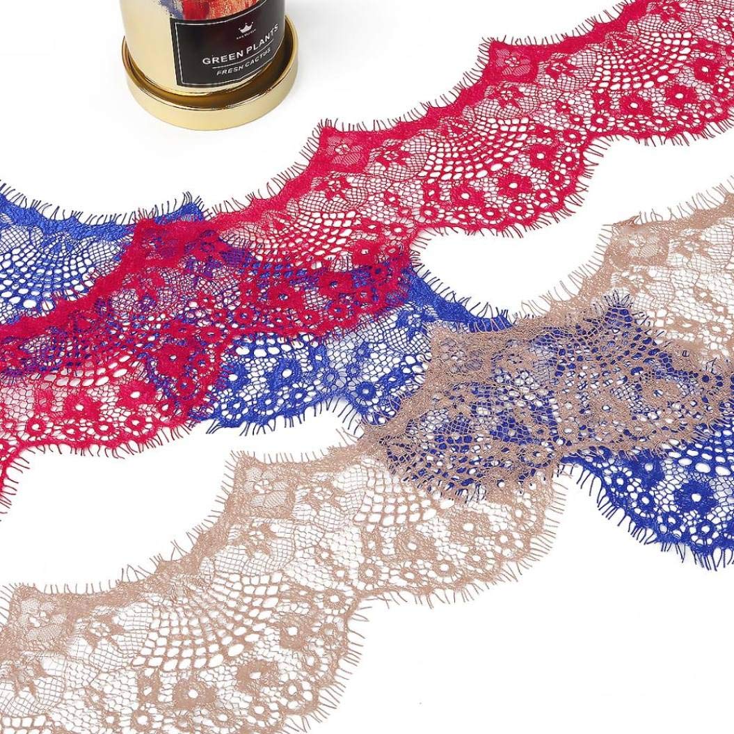 Garniture en dentelle 3 Yards par Lot, 9.5cm, rubans en tissu brodé de fleurs for bricolage, couture artisanale de vêtements(Gray)