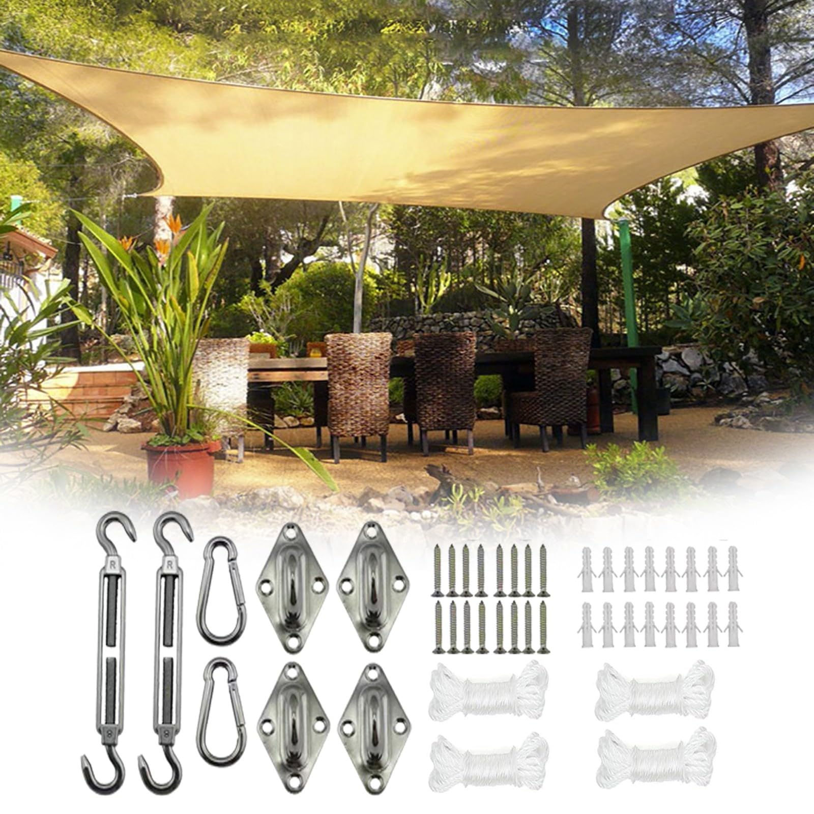 Voile d'ombrage rectangulaire imperméable 3x6m protection UV terrasse cour