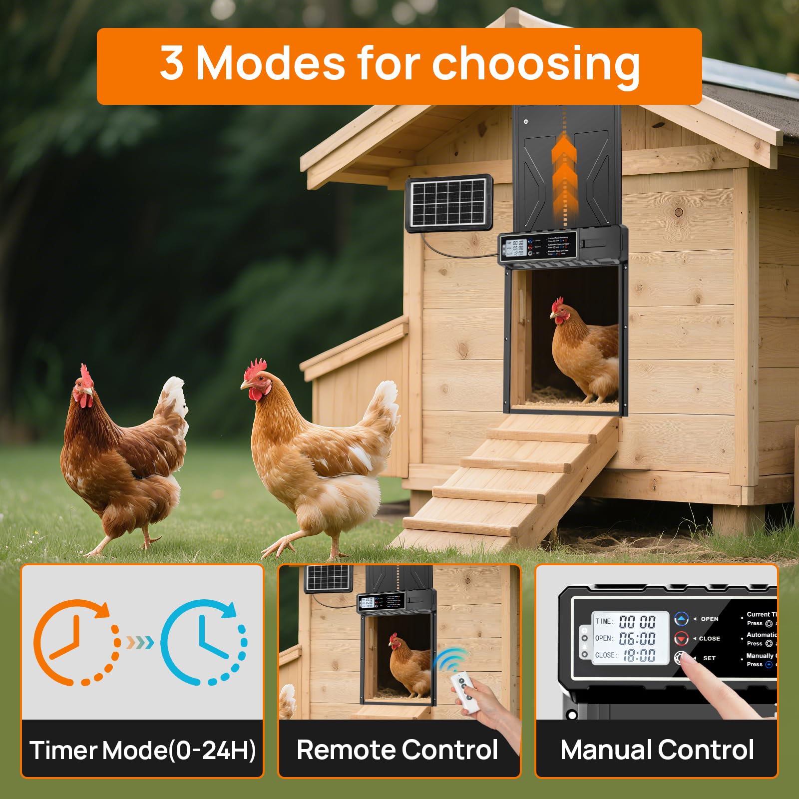Puerta automática para gallinero solar impermeable control remoto para gallinas patos aves de corral