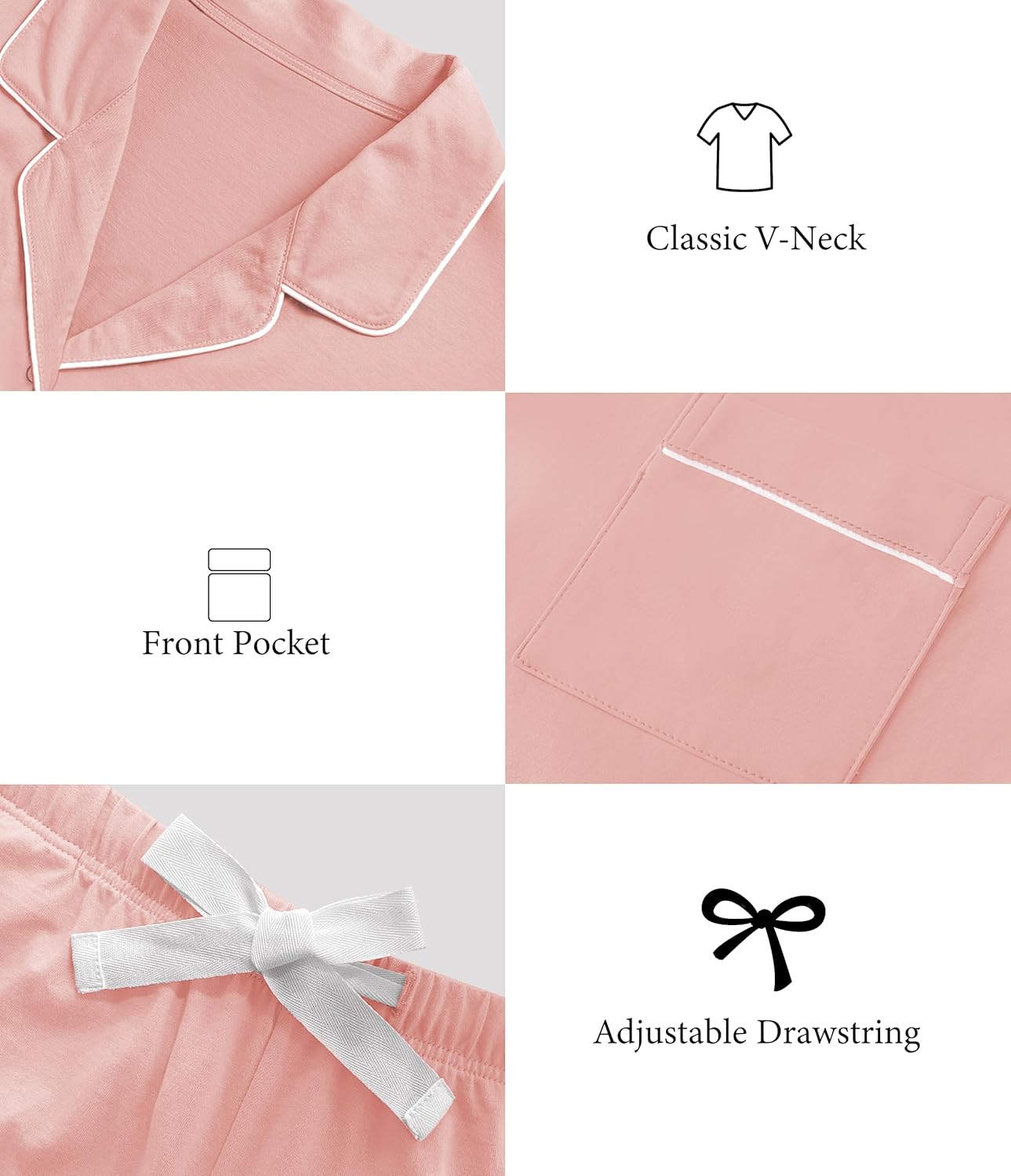 ANLIQI Women's Cotton Pajama Sets Short Sleeve Modal Capri Pjs Button Down Sleepwear for Women Soft & Comfy Lounge Set S-2XL - Image 5