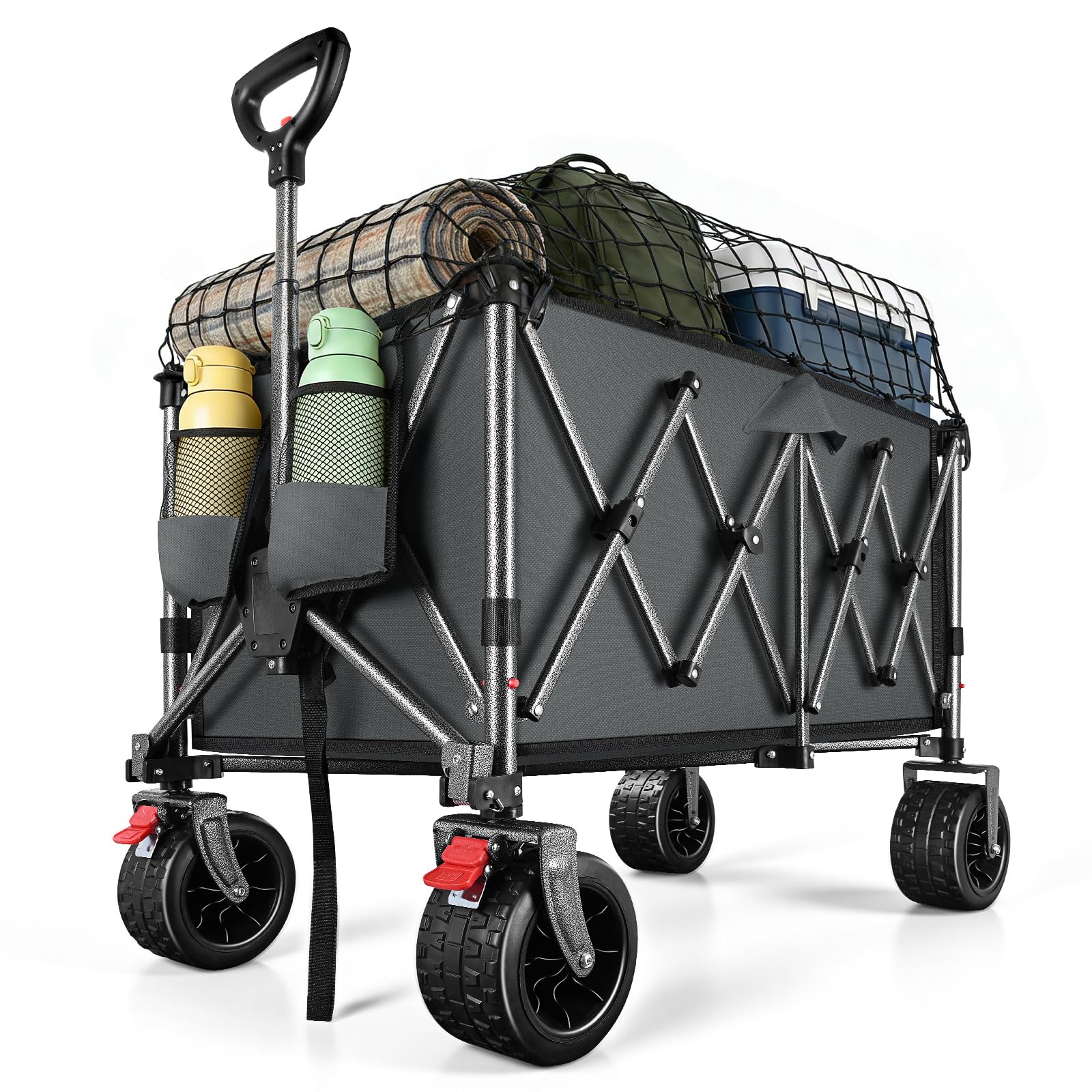 YEAUPE PRO Carro Plegable Todo Terreno – Frenos Dobles, Ruedas Anchas, Estructura Reforzada, Mango Ajustable – Ideal para Playa y Camping – 150‑240L, Negro — view 23