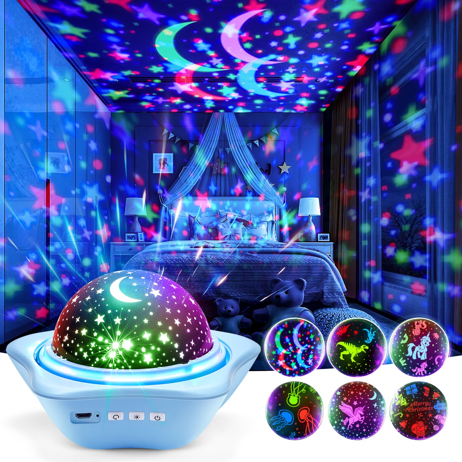Sponsored Ad – One Fire Sensory Toys for Autism, [6 Films + 90 Effects] Star Projector Night Light, [3 Brightness + 360° Rotate] Night Light Kids, Baby Sensory Toys for Babies, Galaxy Projector, Kids Gifts