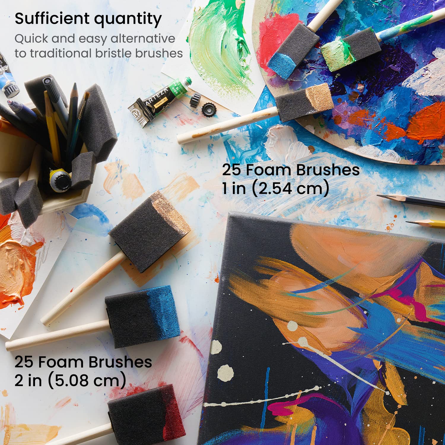 Lot De 50 Pinceaux éponge – Applicateurs De Peinture – Pour Mélange Et Artisanat