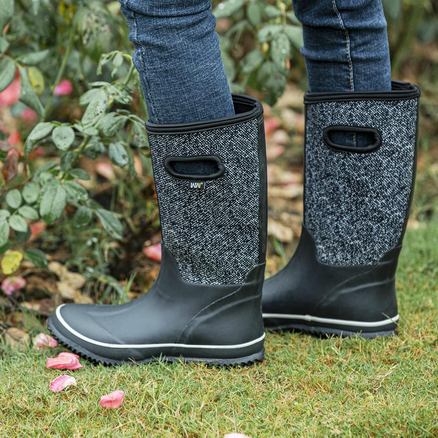 WTW Mid Calf Rain Boots for Women - Waterproof Insulated Neoprene Mud Boots Outdoor Hunting Garden Boots - Image 2