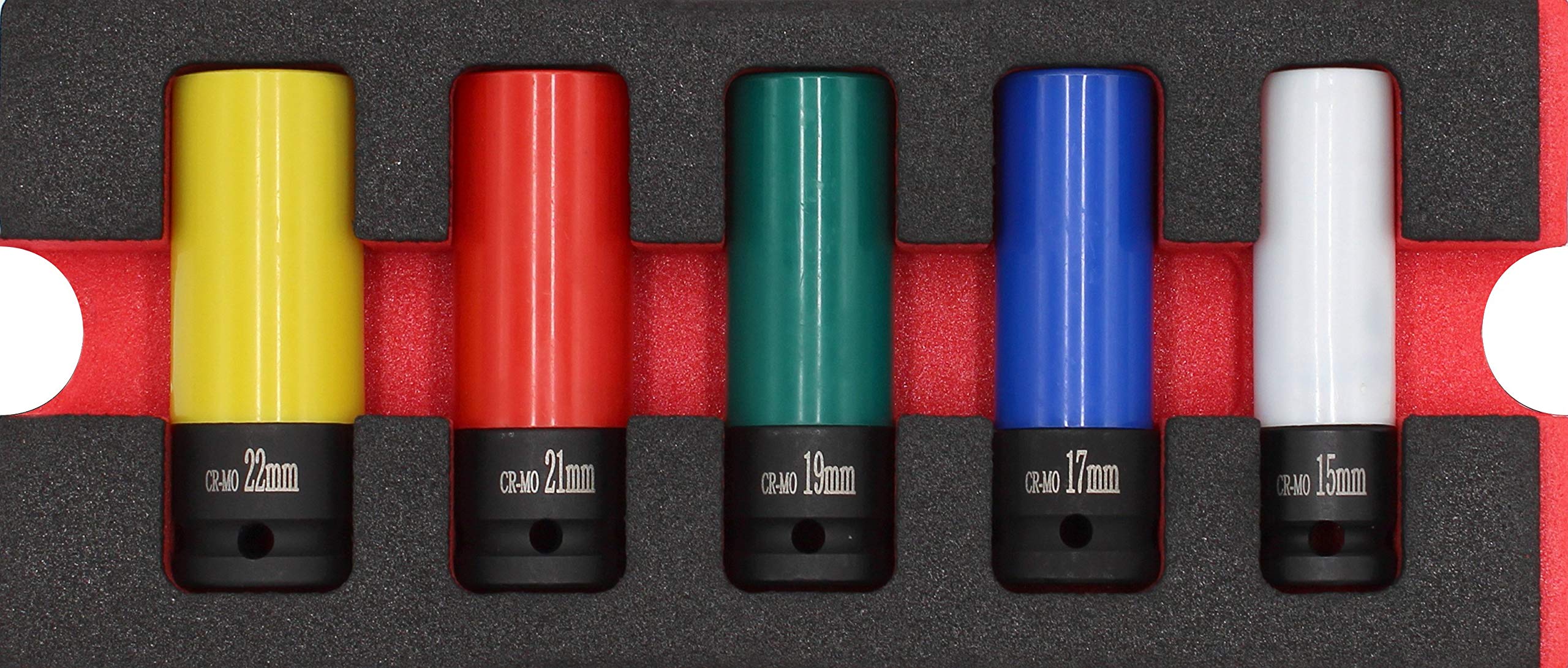 Kraft Protective Inserts Long Design 15-17 - 19-21 - 22 mm | Car Tool Set for Rims etc. Equipped with Socket Set | WGB Foam Insert Tool Module 6360