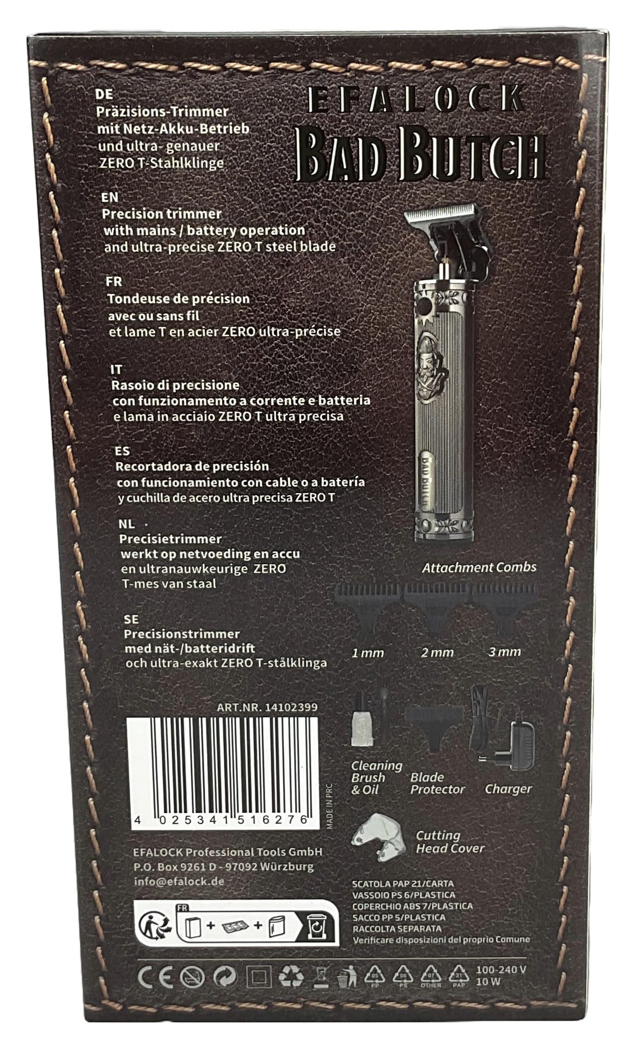 Efalock Bad Butch - Recortadora de pelo profesional con batería de red
