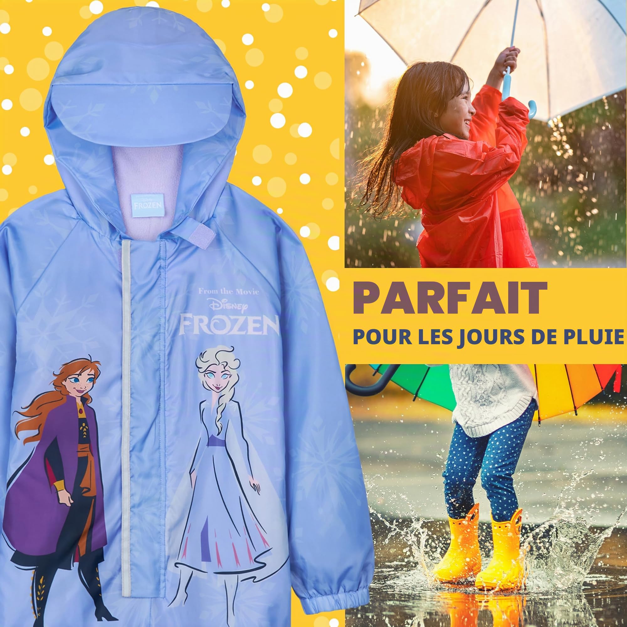 Get Trend Disney Combinaison de Pluie Fille et Tout Petit Imperméable Enfant avec Capuche Polaire Vetement de Pluie