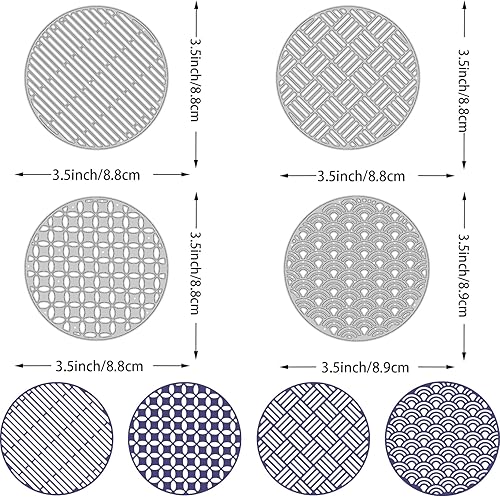 Miniatura 2 de BENECREAT 4 plantillas de troqueles de corte de esfera de ventana, plantillas redondas de metal en relieve, herramientas de grabado para tarjetas,