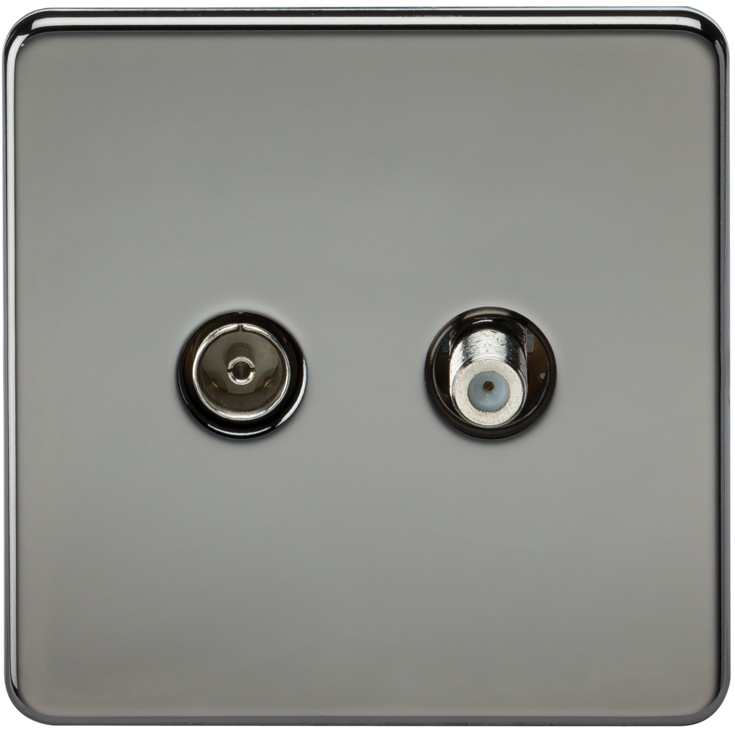Knightsbridge SF0140BN (Isolated Screwless Tv & Sat Tv Outlet, 230 V, Black Nickel