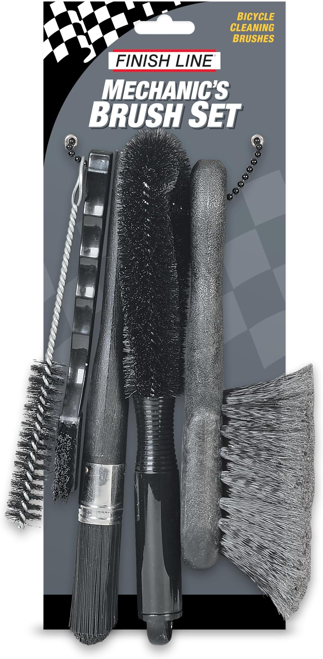Finish Line Easy-Pro 5 Piece Mechanic’s Bicycle Cleaning Brush Set – Professional-Grade Kit with Chain Keeper, Durable Multi-Surface Brushes