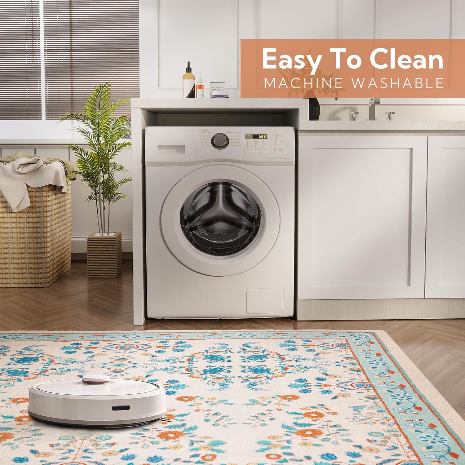 SOULFUL Soft 8x10 Area Rugs for Living Room, Large Boho Area Rug for Bedroom, Washable Plush and Thick Indoor Carpet, Non-Slip Backing, Easy to Clean - Perfect Home Décor Accent