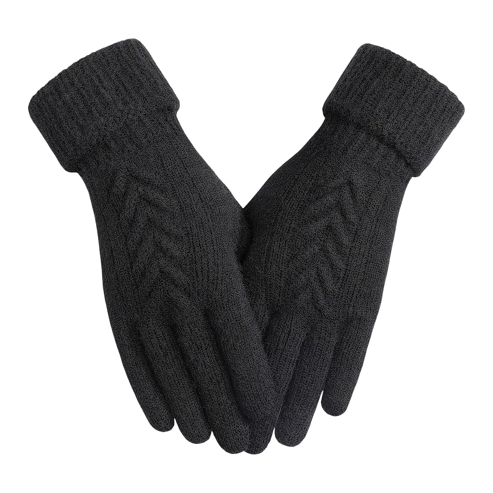 Achiou Women Winter Gloves, Touch Screen Texting Gloves, Elastic Soft Warm Knit Lined, One Size