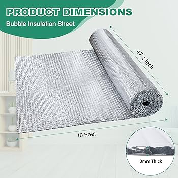 孤独 Solitude x4 foil Reflective Bubble Insulation Sheet, Double Side Aluminum