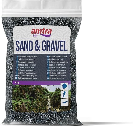 Amtra Black Ceramized Quartz, Fine Quartz Aquarium Sand, For Freshwater or Saltwater, Grain 2-3mm, Quantity 2 kg