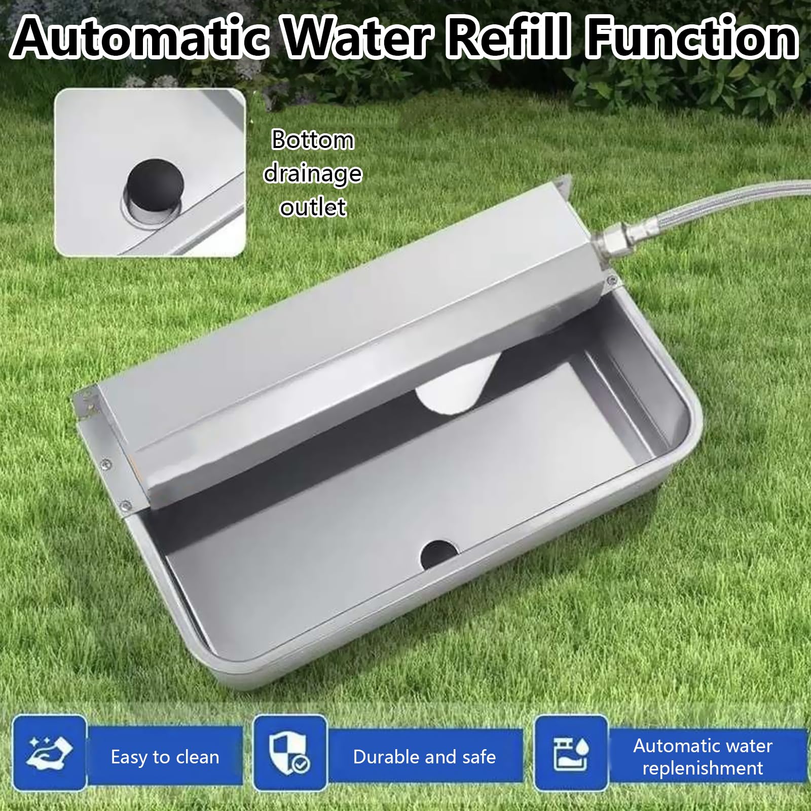 Bebedero Automático, Dispensador Automático de Agua para Perros de 11L con Válvula Flotante Comedero de Cuenco de Agua de Acero Inoxidable para Vacuno Cabras Perros Gallinas