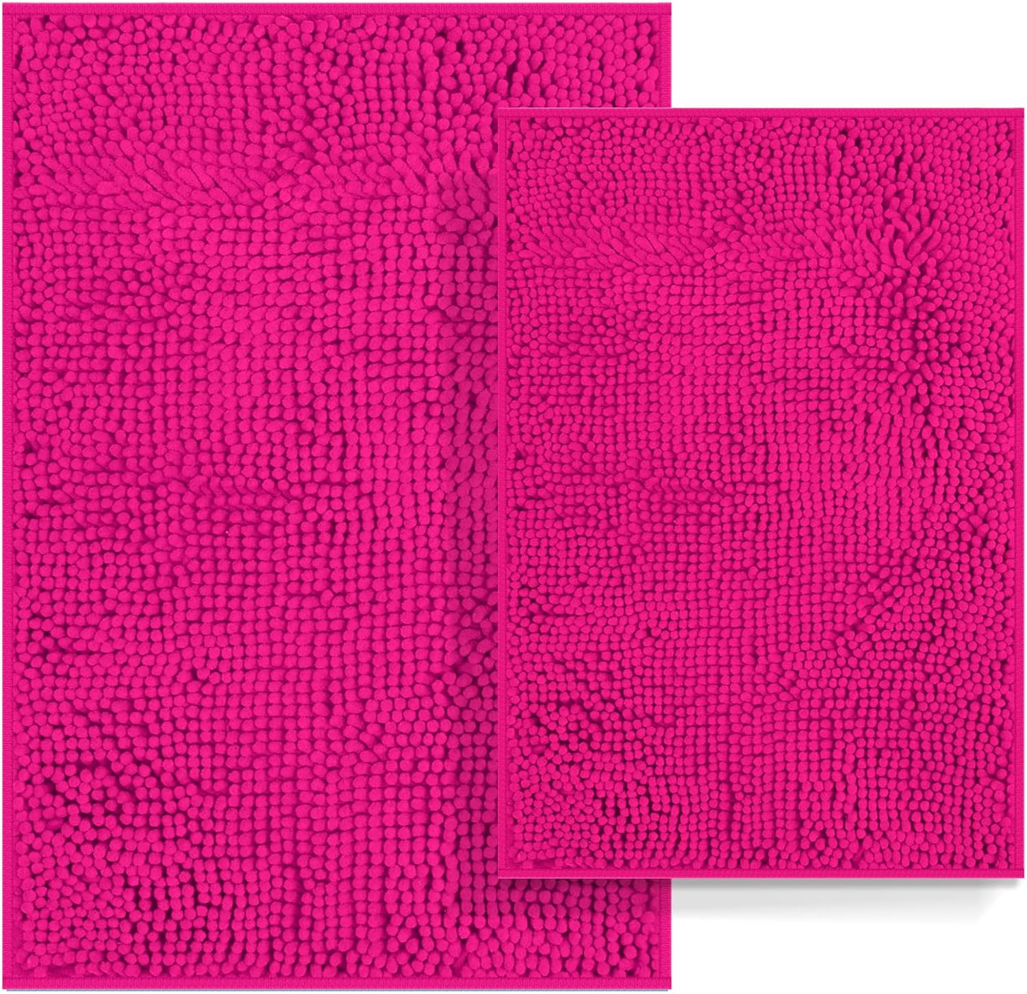 Bathroom Rugs Set 2 Piece Bathroom Sets Bath Rugs Non Slip Bath Mats for Bathrooms, Thick Soft Chenille Bath Rug Set, Bathtub Mat, Ultra Absorbent Baths Carpet, Shaggy Bathrooms Floor Mat, Hot Pink Hot Pink 32"x20" Plus 24"x16"