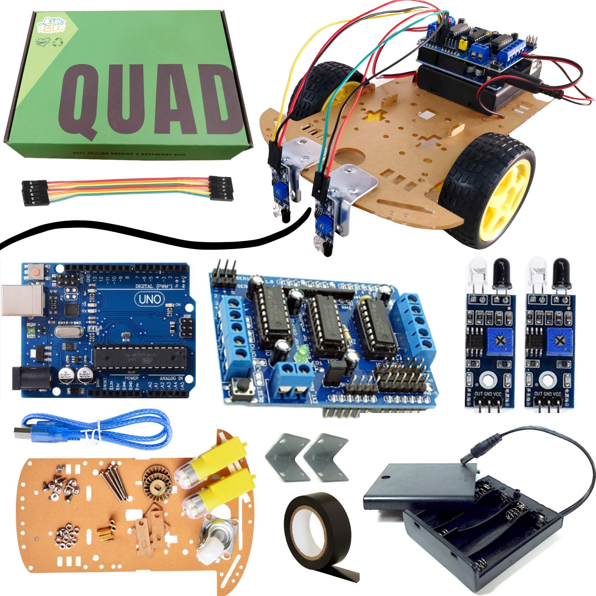 Buy Quad Store DIY Line Following robot car kit compatible with Uno R3 ...