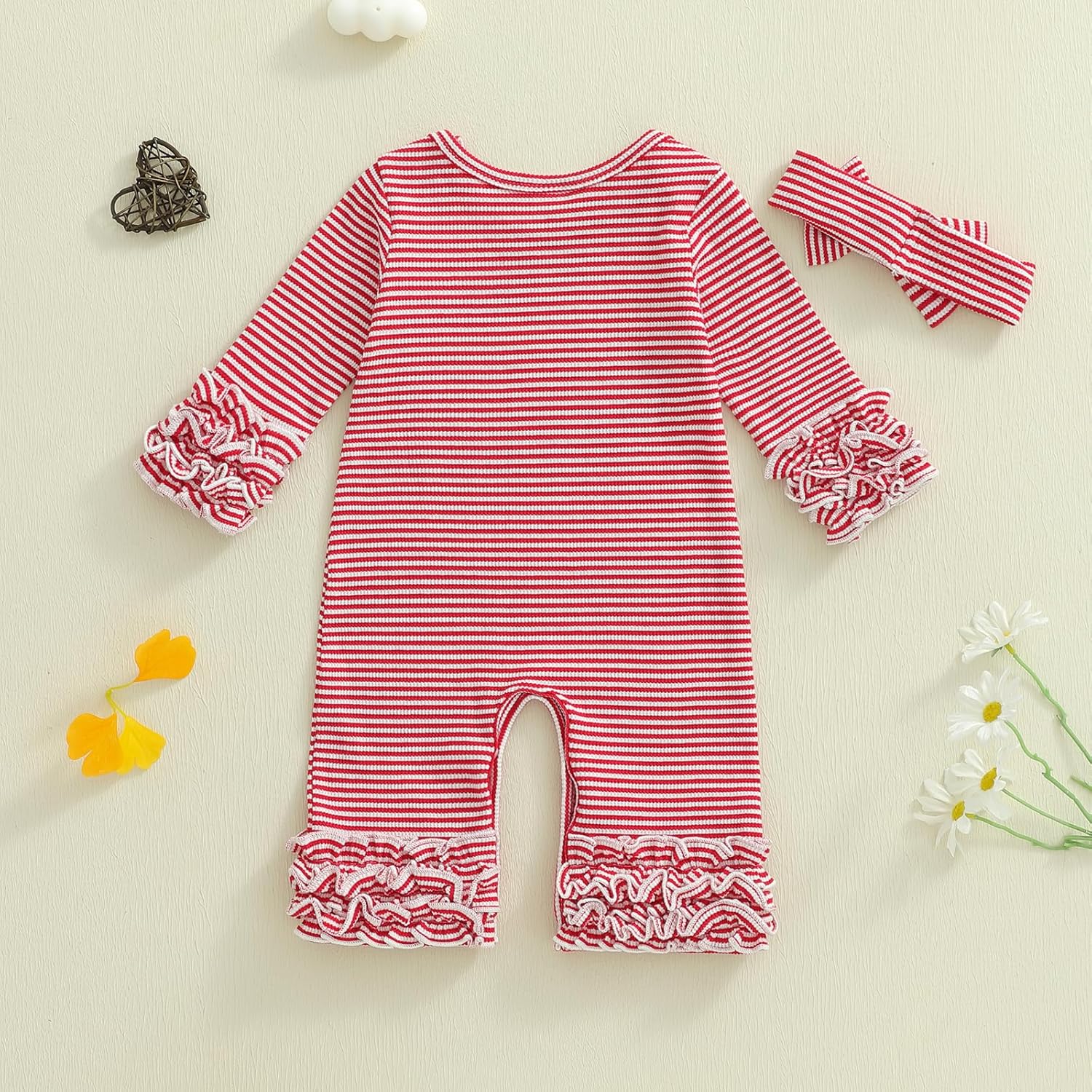 Newborn Baby Girl Clothes Jumpsuit Ruffle Romper Bodysuit Pants Headband One-Piece Coming Home Hospital Outfits - Image 6