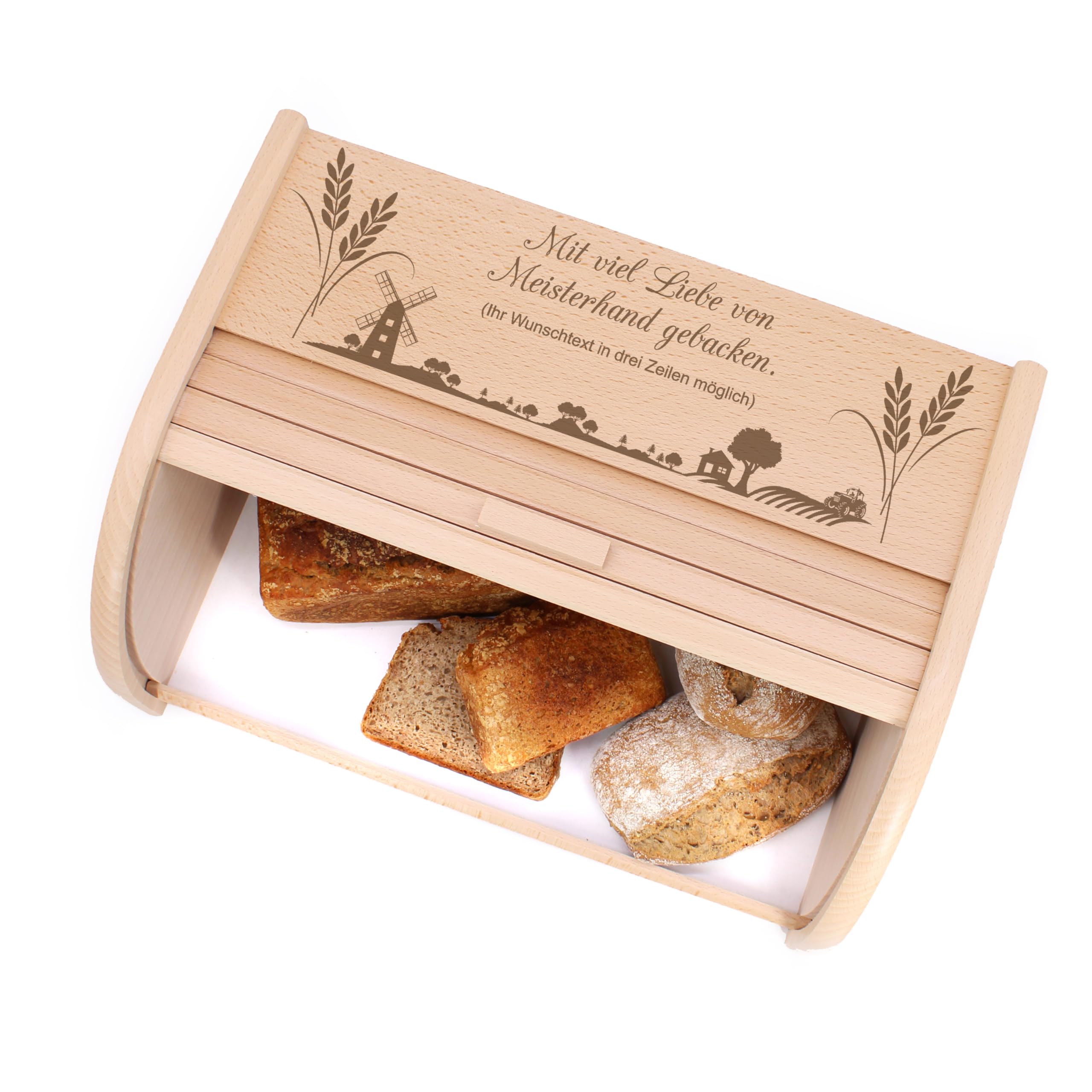 dekolando Wooden Bread Bin Personalised with Desired Text Gift Personalised Gifts Engraving with Name or Name