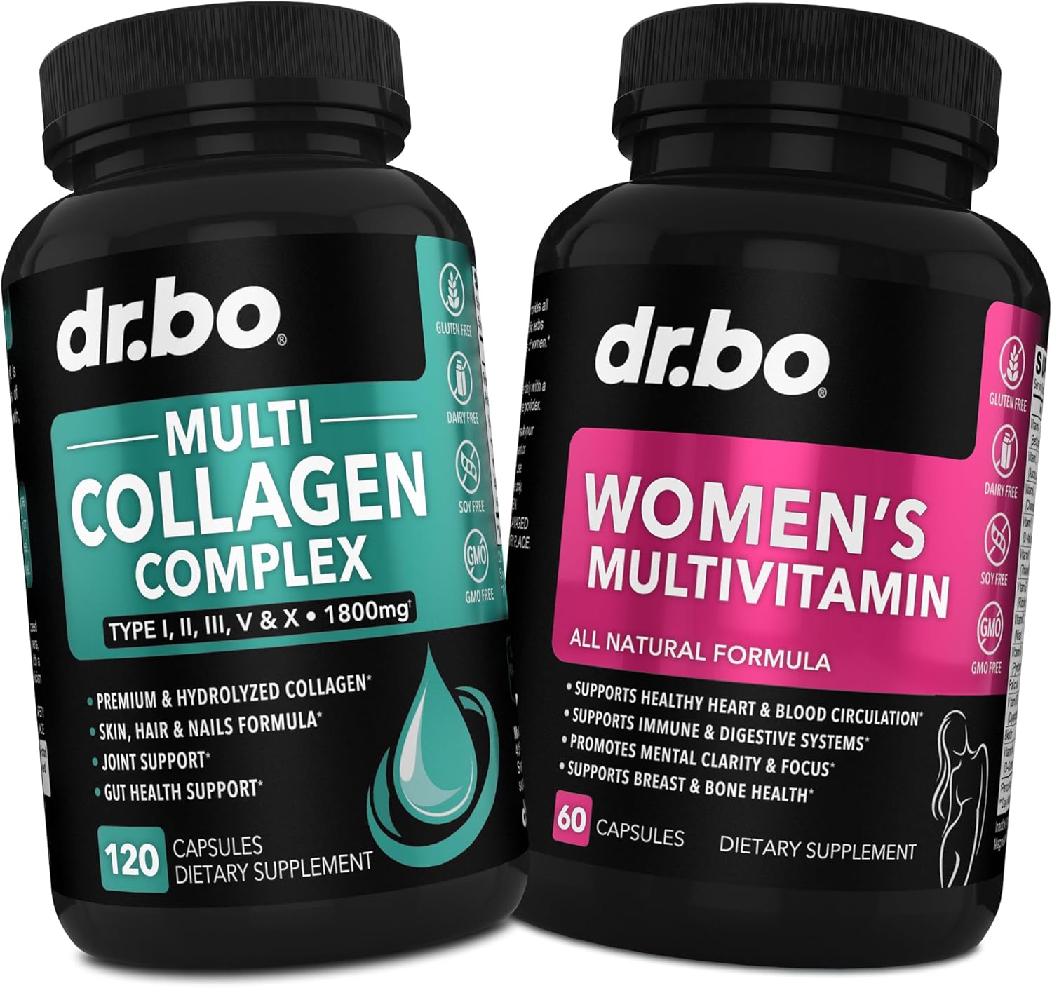 Péptidos de colágeno múltiple y multivitamínico para mujer, cápsulas complejas de colágeno múltiple tipo I, II, III, V y X, píldoras de péptidos