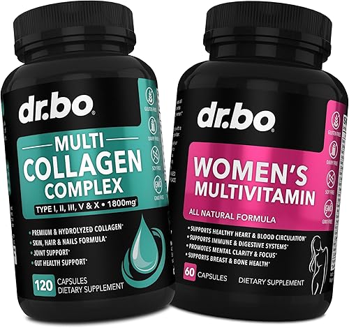 Miniatura 1 de Péptidos de colágeno múltiple y multivitamínico para mujer, cápsulas complejas de colágeno múltiple tipo I, II, III, V y X, píldoras de péptidos