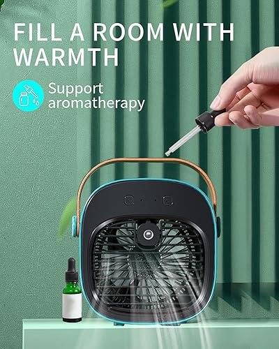 Miniatura 6 de FINEDAYS Ventilador de refrigeración por agua de escritorio, pequeño ventilador de escritorio personal USB alimentado por USB, 3 velocidades de