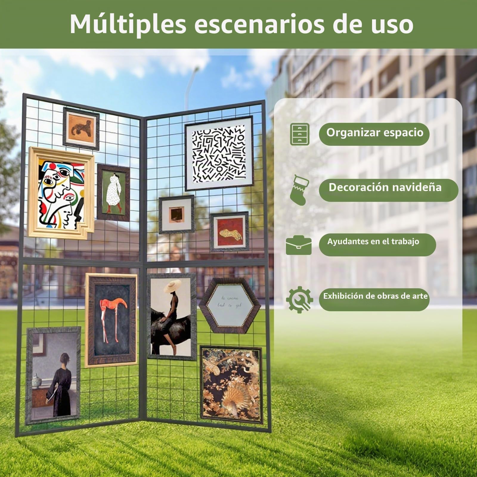 Panel de pantalla plegable de rejilla – Paneles de pared de rejilla de alambre resistentes de 2 x 5 pies para tienda minorista, feria, tienda emergente, exhibición versátil (paquete de 2