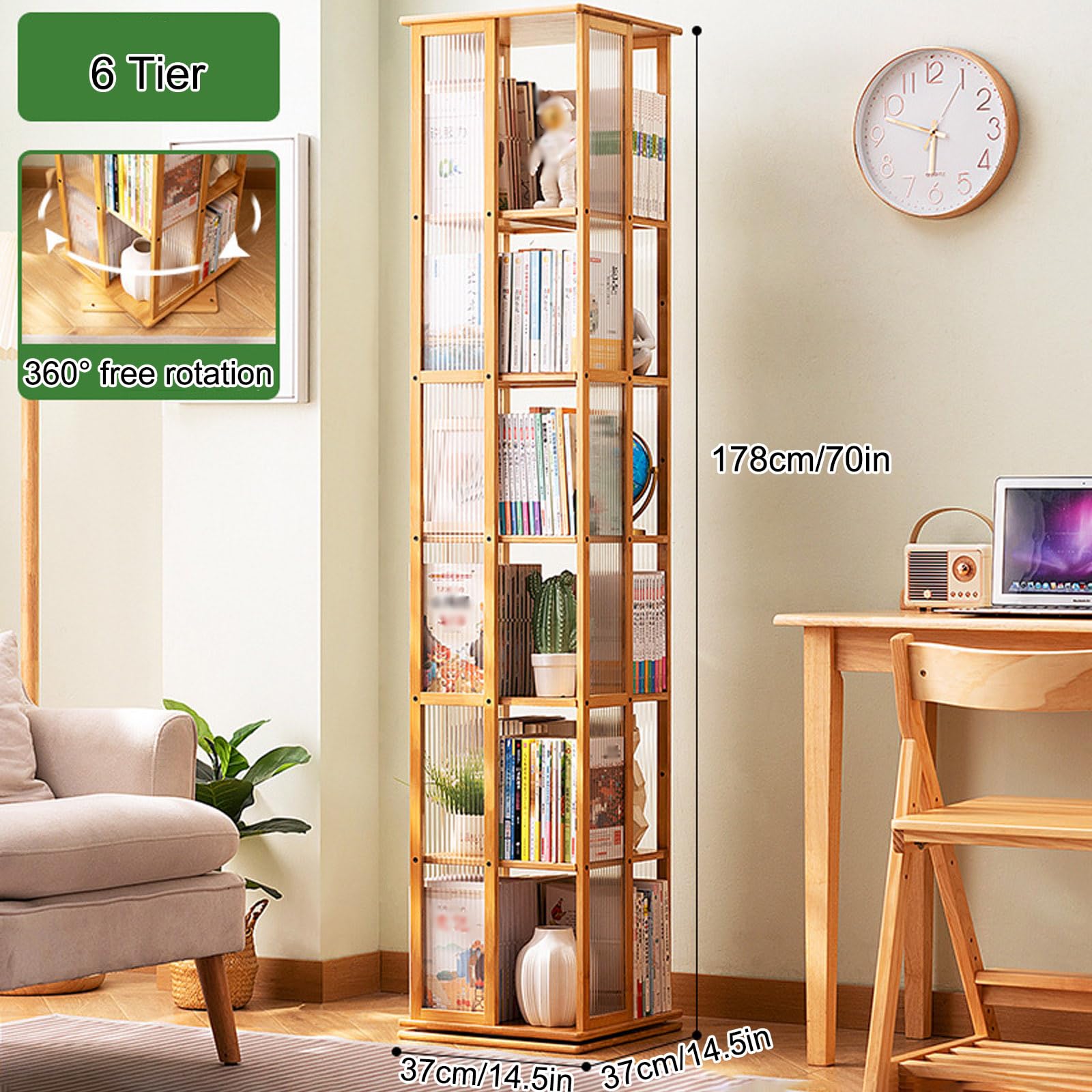 Amazon.co.jp: 360°回転本棚、狭いスペース用の本収納