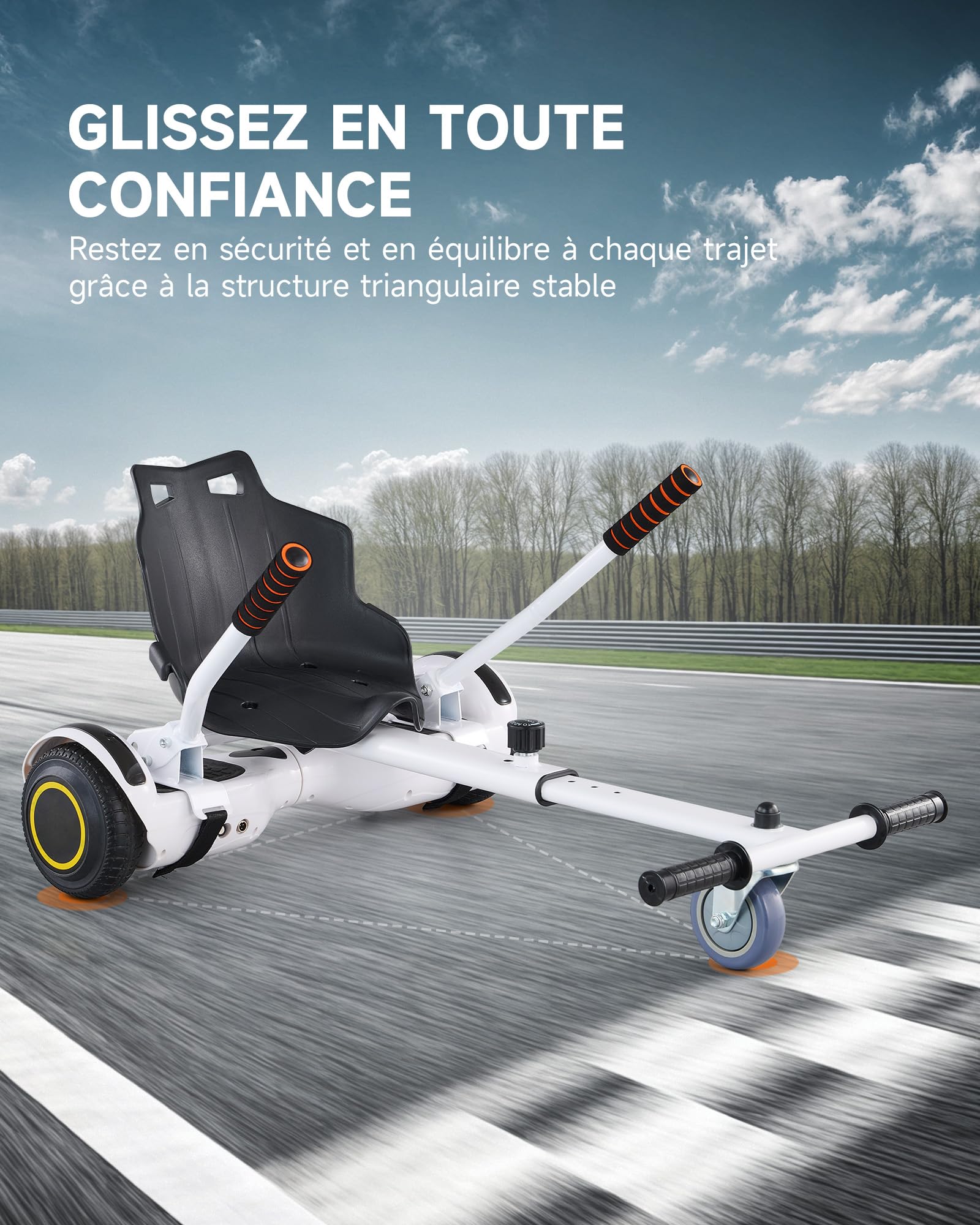 CO-Z Hoverkart pour Hoverboards Électrique, Siège de Hoverboard Réglable Noir/Blac/Bleu/Rose, Cadeau pour Enfant Adults
