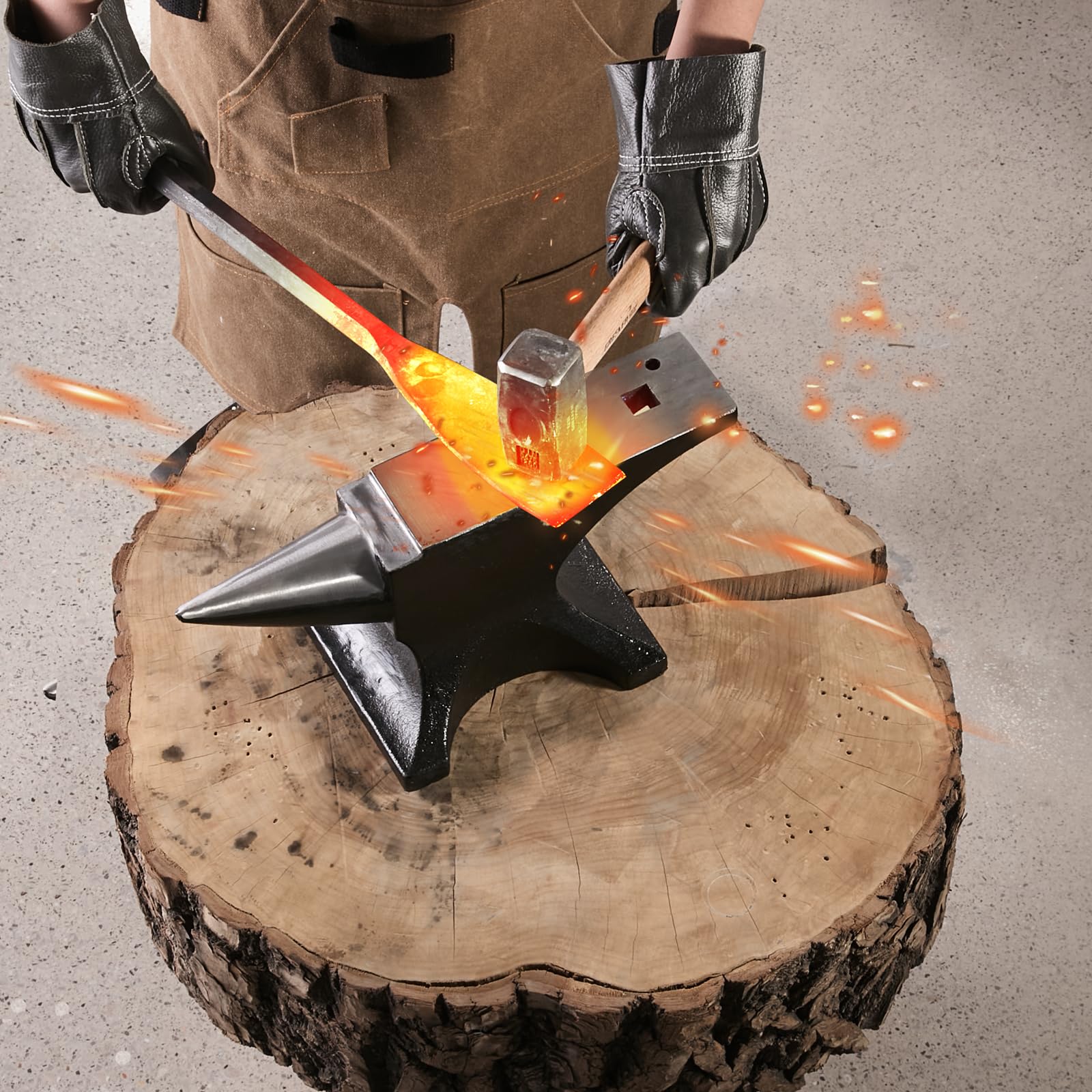 VEVOR Enclume de Forgeron en Acier Moulé 25 kg, Enclume à Corne Simple Ronde, Haute Dureté, Grand Plan de Travail, Base Stable, Outil de Travail du Métal pour Pliage, Façonnage, Torsion, Bijoutiers
