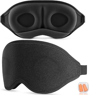 Aosun Schlafmaske für Seitenschläfer, 2025 Upgrade 3D Augenmaske Schlafmasken für Herren und Frauen, 100% Lichtblockierende Schlafbrille mit Verstellbarem Gummiband für Reisen (Schwarz)