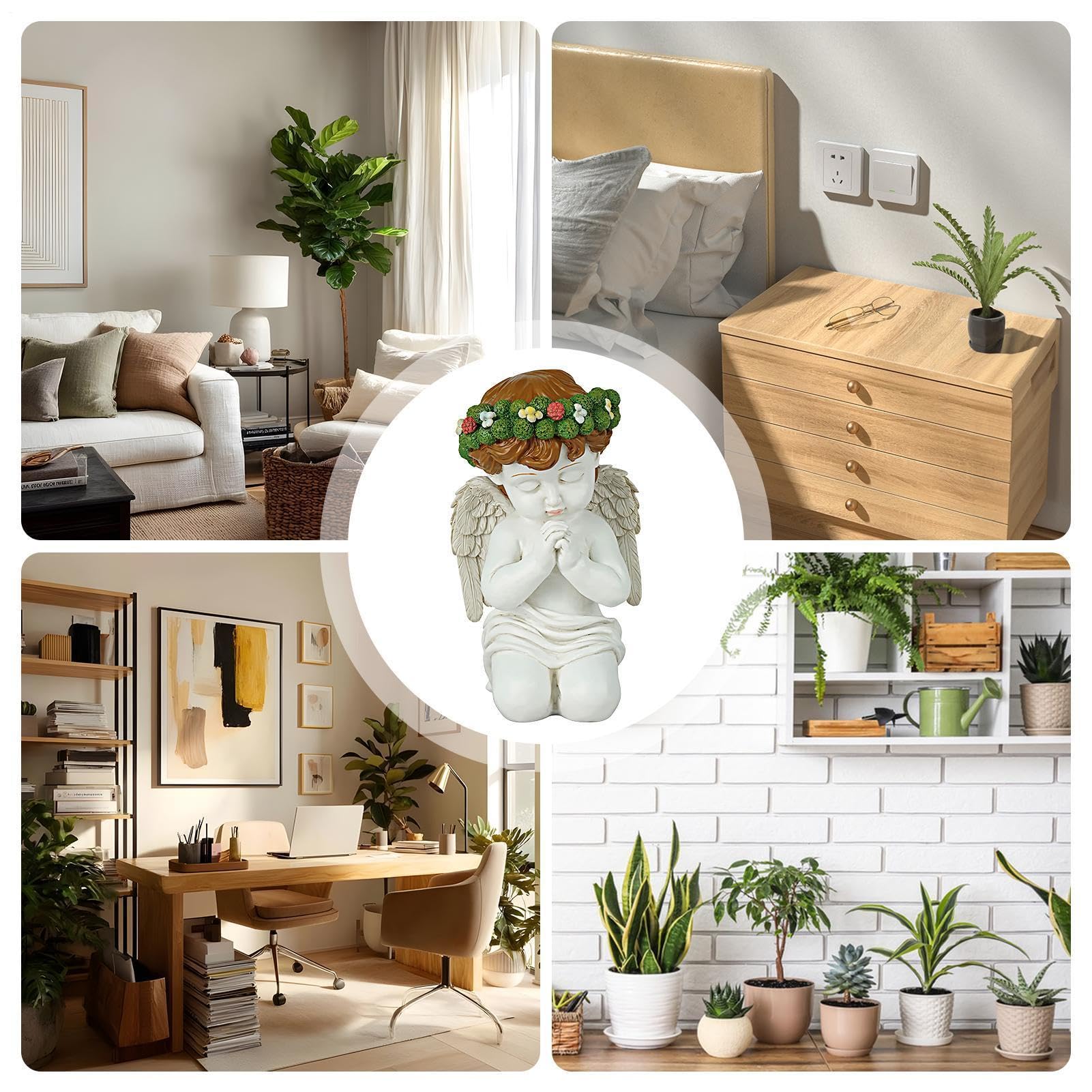 Statua angelo da esterno Decorazione retrò inginocchiata in preghiera con