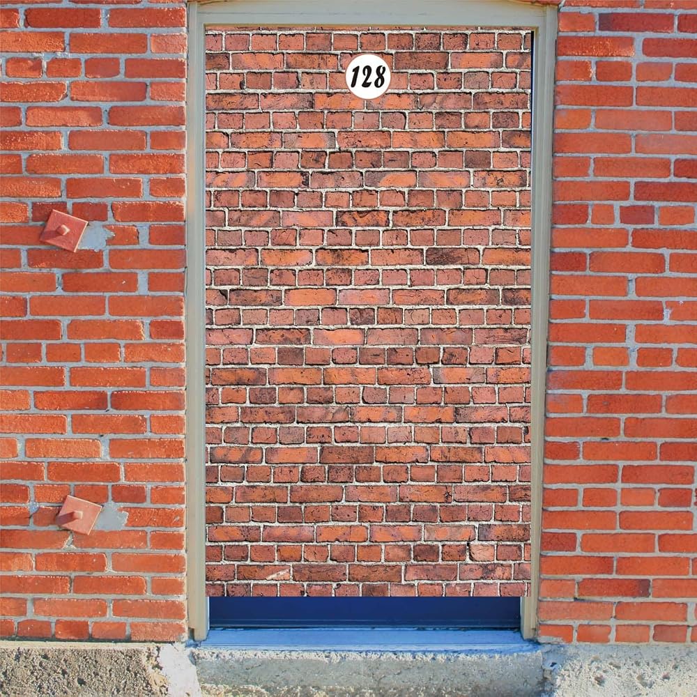Brick Wall Backdrop,78.7"x 49.2" Inch Door Curtain, Wizard Birthday Party Supplies, Halloween Christmas Themed Party Decorations,Wall Backdrop Decoration (Old red)