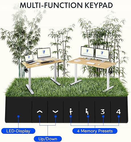 Miniatura 4 de FLEXISPOT EN1 Escritorio de pie de bambú, 48 x 24 pulgadas, escritorio eléctrico de altura ajustable para oficina en casa (marco negro + escritorio
