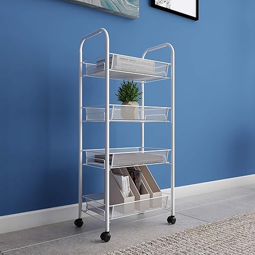Miniatura 7 de Lavish Home Estantes de almacenamiento estrechos de 4 niveles  Carrito organizador móvil para ahorro de espacio para cocina, baño, lavandería,