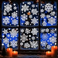 Vista 4 de 171 piezas de decoraciones navideñas para ventanas, copos de nieve plateados, calcomanías de doble cara, decoración de ventana, pared, puerta