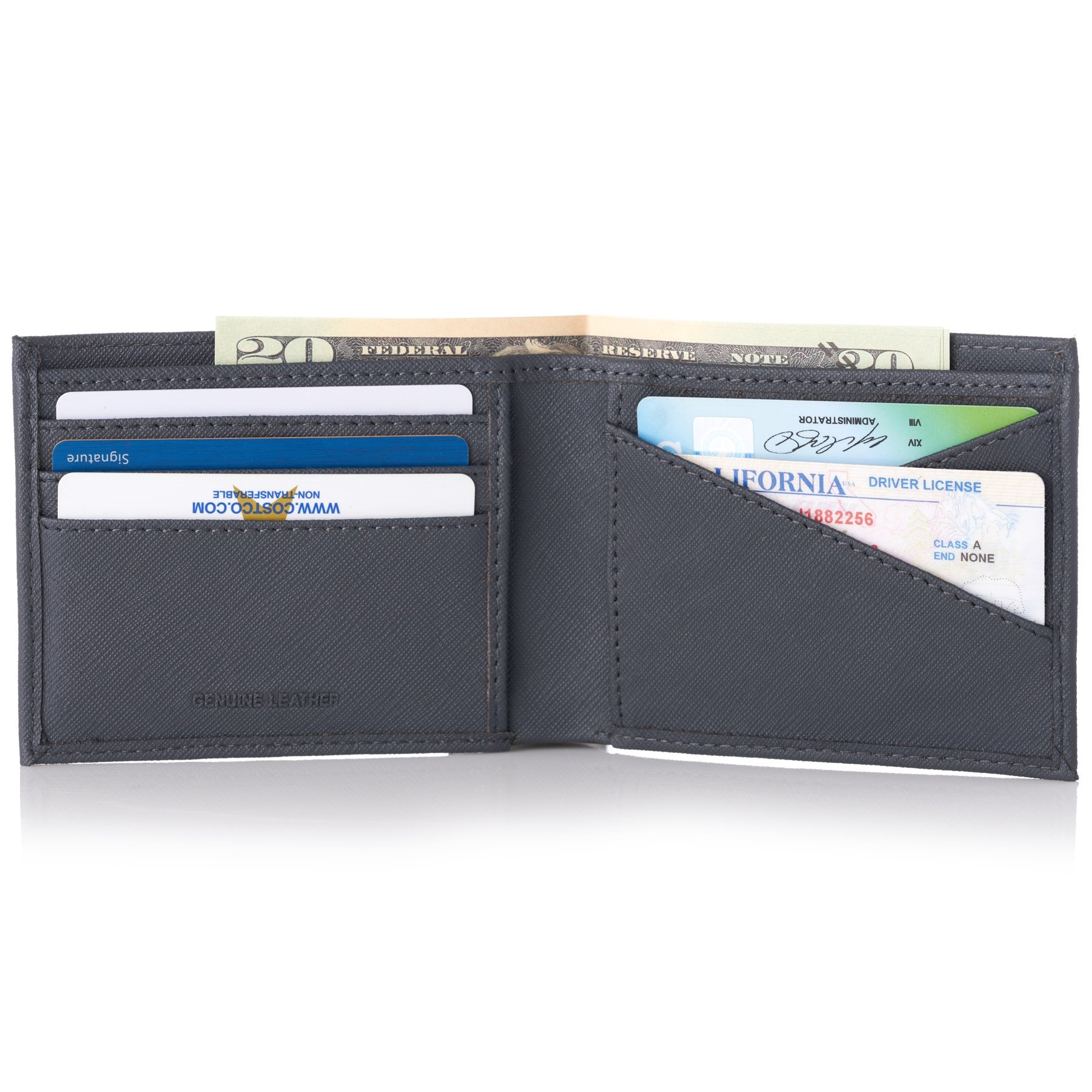 Alpine SwissDouble Diamond Menââ‚¬â„¢s RFID Bifold Wallet with Divided Bill Section Crosshatch Gray